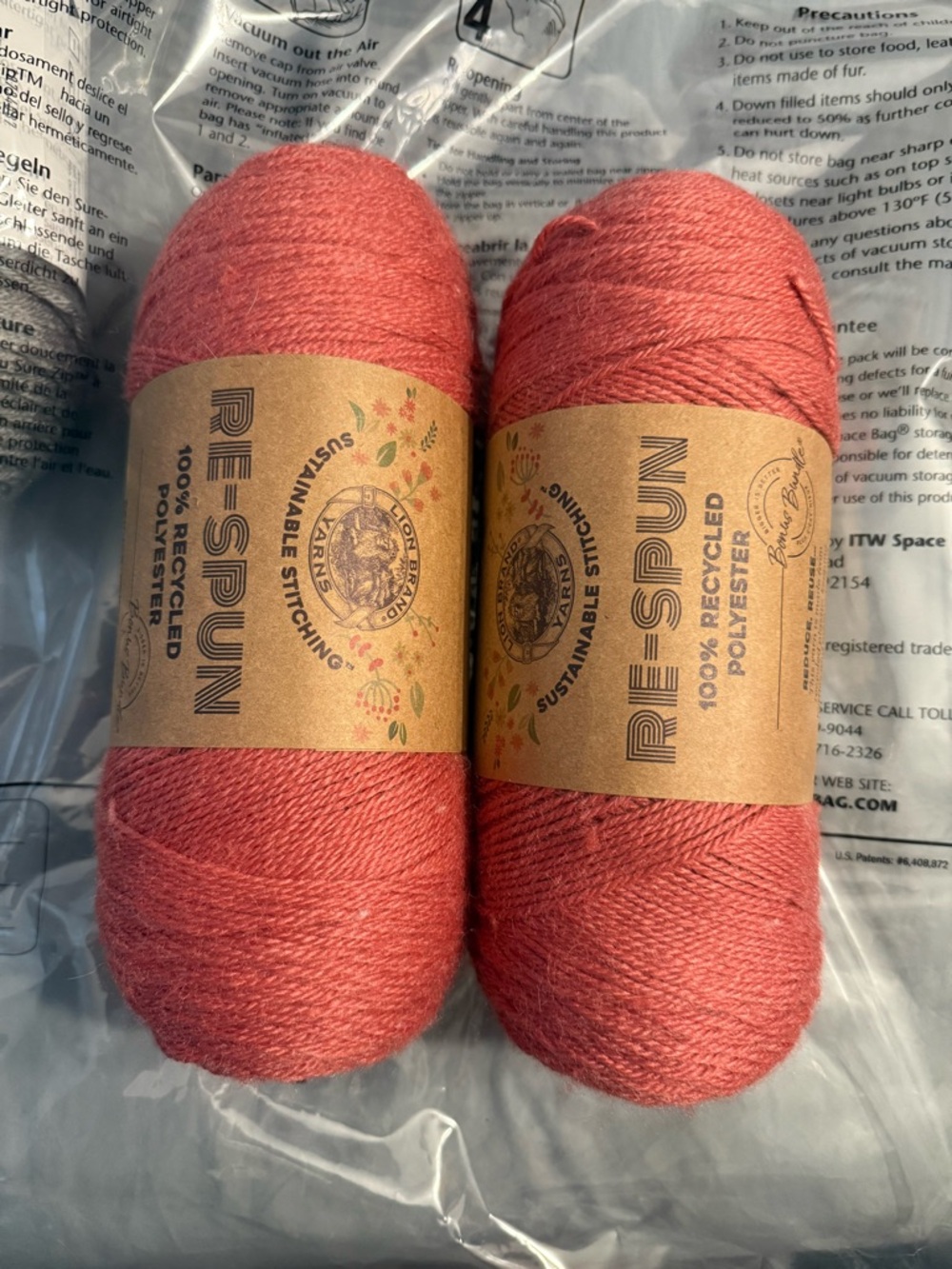 RE-SPUN 100% Recycled Polyester Yarn in Cranberry - 2 Skeins